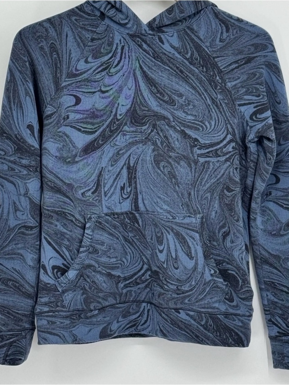 Athleta Girl In Your Element 2.0 Blue Marble-Print Hoodie